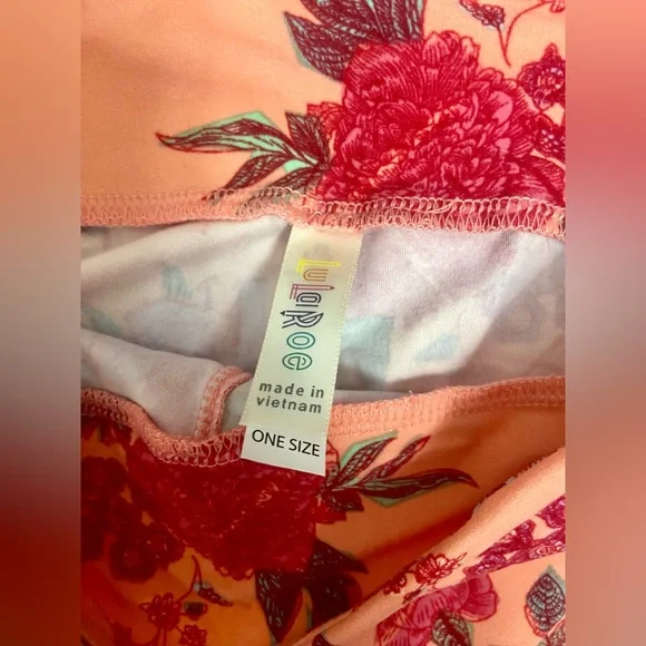 LuLaRoe OS Leggings NWOT Pink Multicolor Floral - Picture 5 of 7